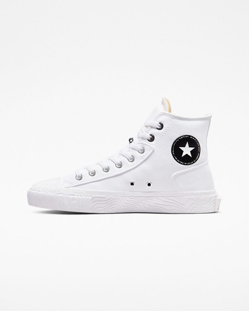 Tenisi Inalti Barbati Converse Chuck Taylor Alt Star Panza Albi Negrii Albi | RO GOTFU473